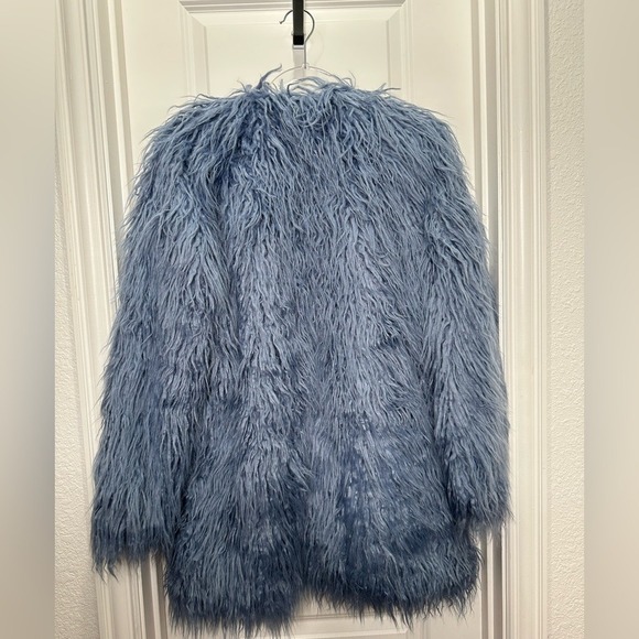Free People Renata Fur Coat Jacket Blue Oversized Taylor Swift Size XS Blue - Picture 4 of 15